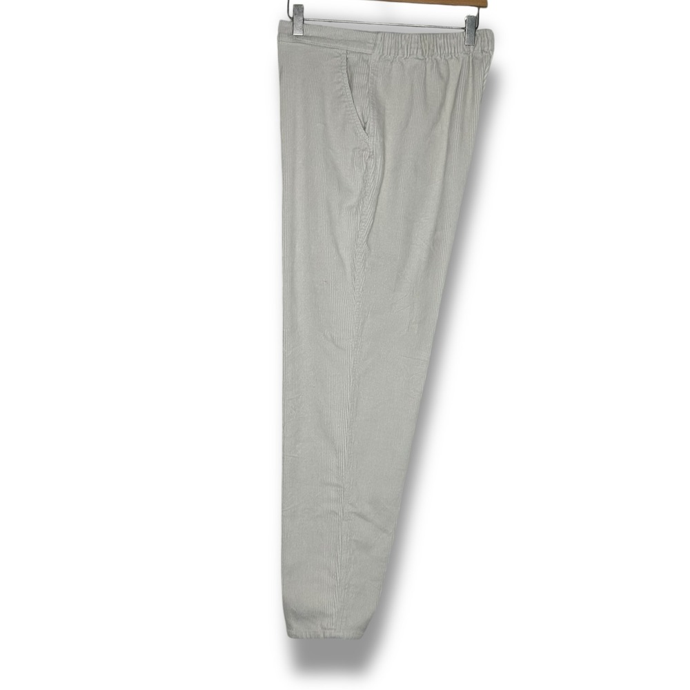 D & Co Denim Company Women L Ivory Corduroy Pants Elastic Waist Casual‎ Comfy